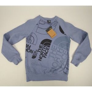The North Face Womens Sweater XS Black All Over Logo Folk Blue New